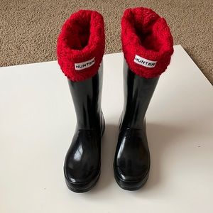 Hunter glossy black boots kids size 3!